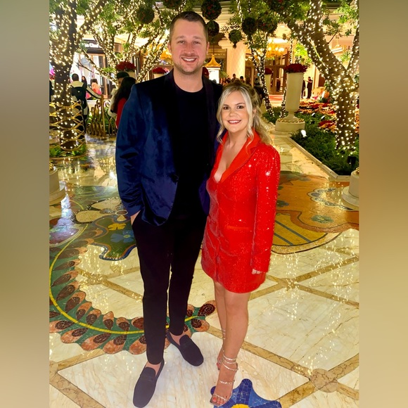 Red Sequin Blazer Mini Dress - Maeve / Anthropologie - Picture 5 of 10